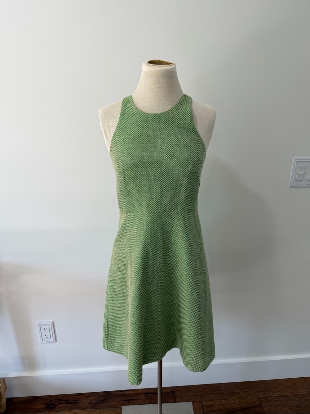 Banana Republic Light Green Textured Halter A-Line Dress